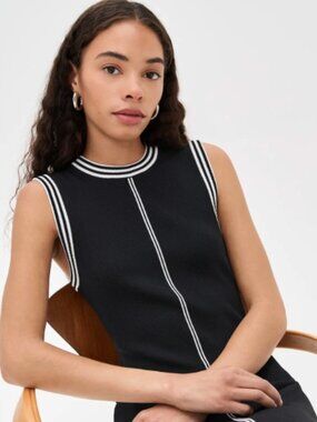 LE BOP Ringer Midi Dress in Black and White